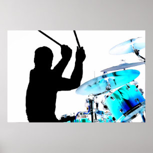 Drummer klebt in der Luft schattenblauen Invert Tr Poster
