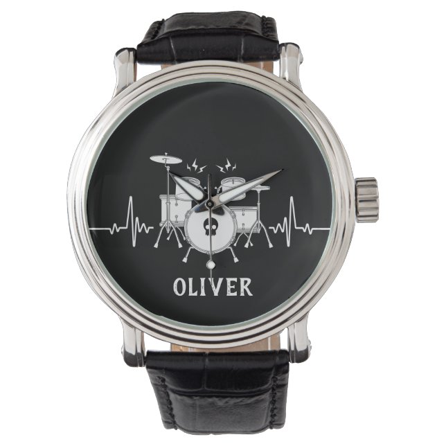 Drummer mit Individuelle Name - Armbanduhr (Vorderseite)