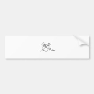 Drummer Music Design One-Line Drums Autoaufkleber