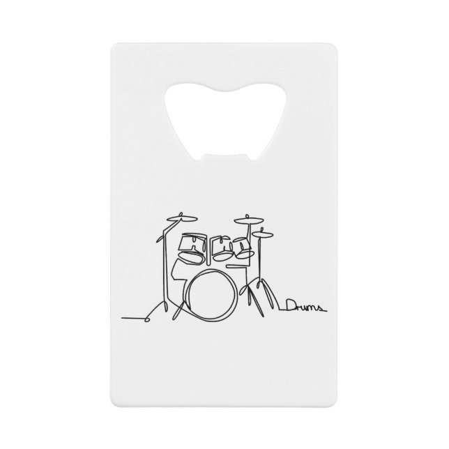Drummer Music Design One-Line Drums Geldbeutel Flaschenöffner (Vorderseite)