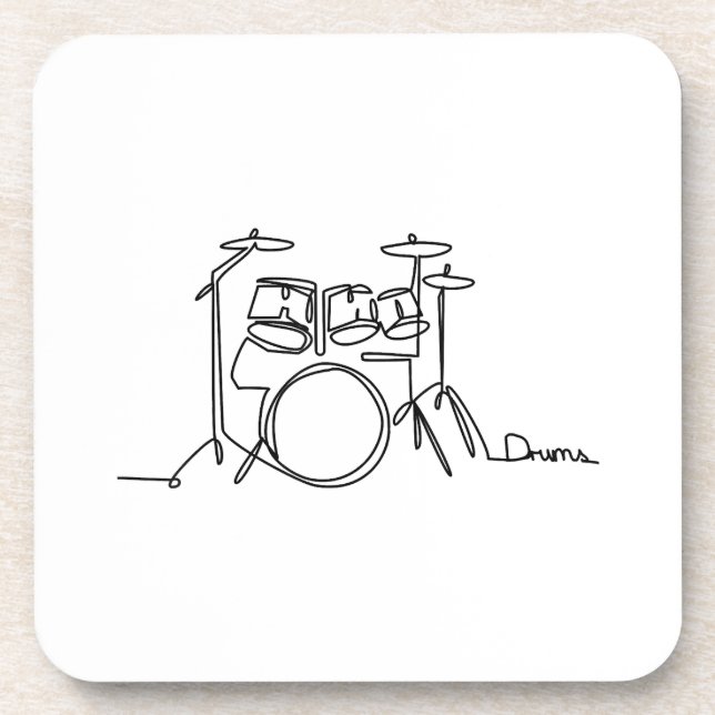 Drummer Music Design One-Line Drums Getränkeuntersetzer (Vorderseite)