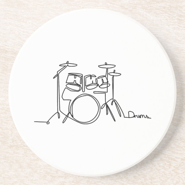 Drummer Music Design One-Line Drums Getränkeuntersetzer (Vorne)