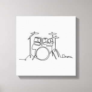 Drummer Music Design One-Line Drums Leinwanddruck