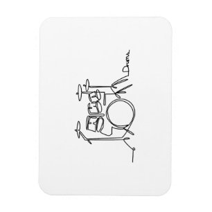 Drummer Music Design One-Line Drums Magnet