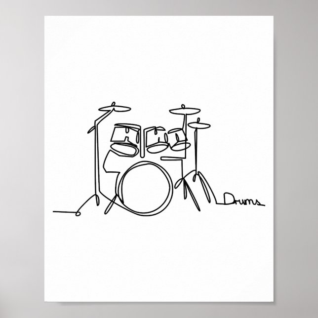 Drummer Music Design One-Line Drums Poster (Vorne)