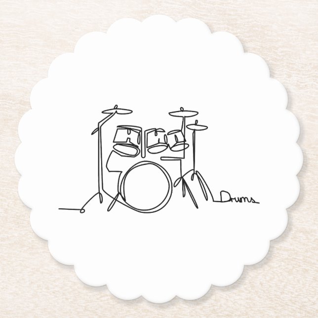 Drummer Music Design One-Line Drums Untersetzer (Vorderseite)