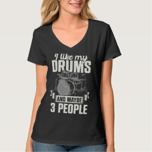 Drummer Music Rock Musician Schlagzeug Drum Set D T-Shirt