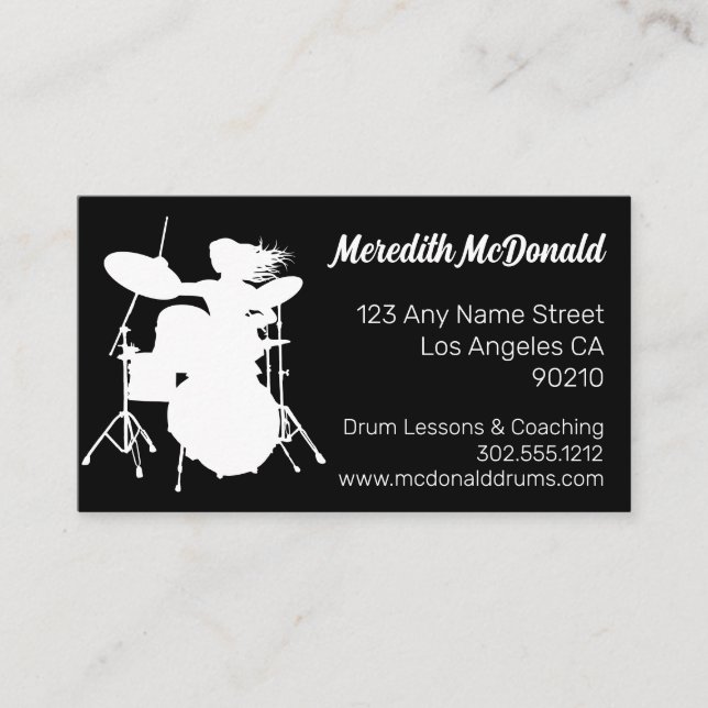 Drummer Musician Drum Kit Musiklehrer Drumming B Visitenkarte (Vorderseite)
