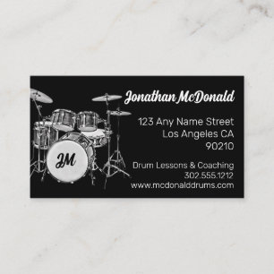 Drummer Musician Drum Kit Musiklehrer Drumming B Visitenkarte