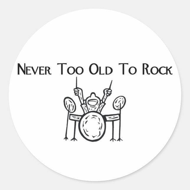 Drummer nie zu alt zum Rock Runder Aufkleber (Vorderseite)