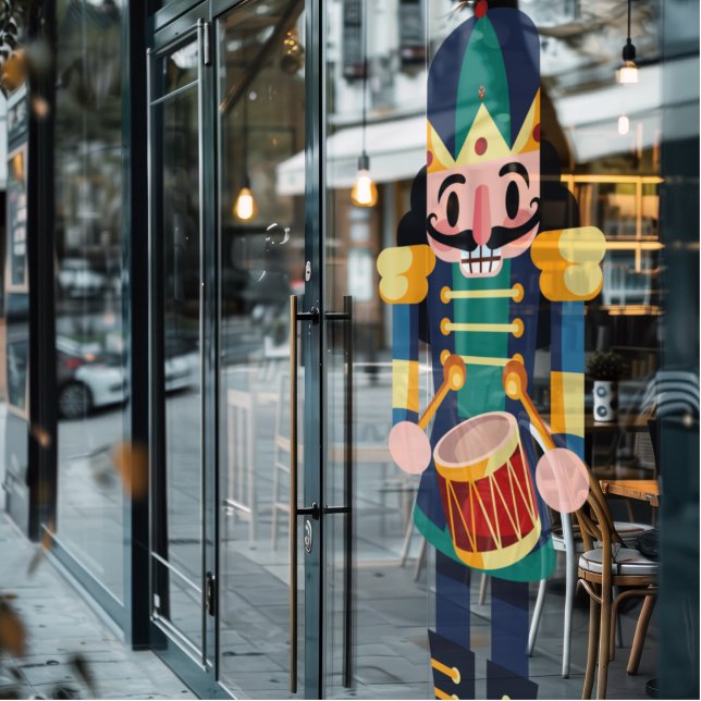 Drummer Nutcracker Fensterkleber Fensteraufkleber (Get into the holiday groove with this drummer nutcracker window cling! )