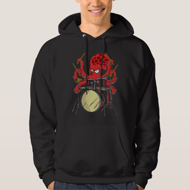 Drummer Octopus Drumsticks Drumset Hoodie (Vorderseite)