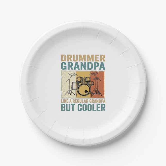 Drummer Opa wie ein normaler Opa, aber cooler  Pappteller (Vorderseite)