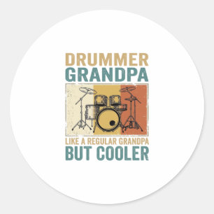 Drummer Opa wie ein normaler Opa, aber cooler  Runder Aufkleber