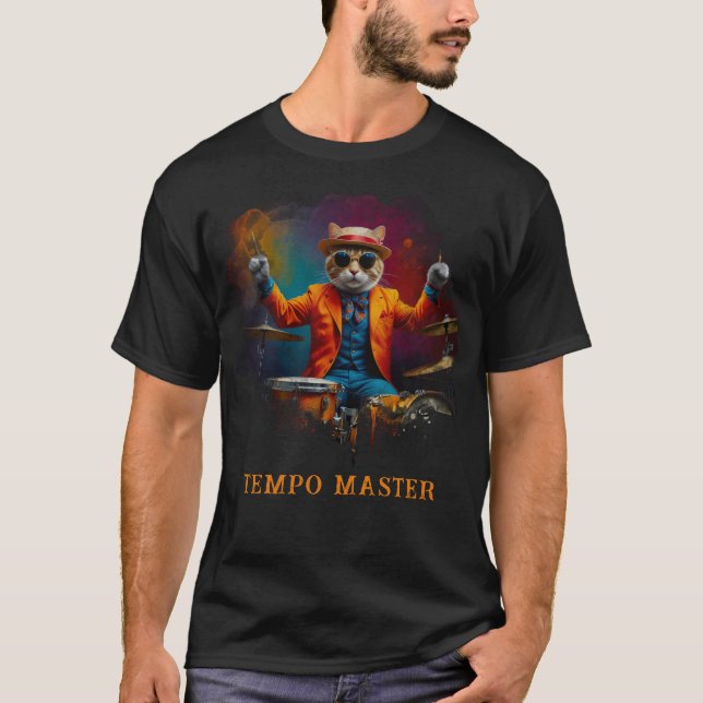 *~* DRUMMER Player Cool Kat AP91 Percussionist T-Shirt (Vorderseite)