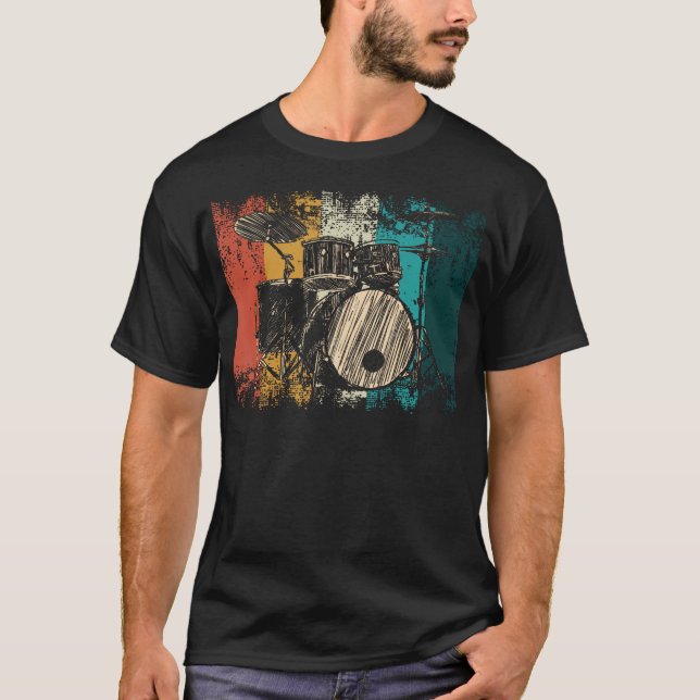Drummer Retro Drum Set Drumset T-Shirt (Vorderseite)