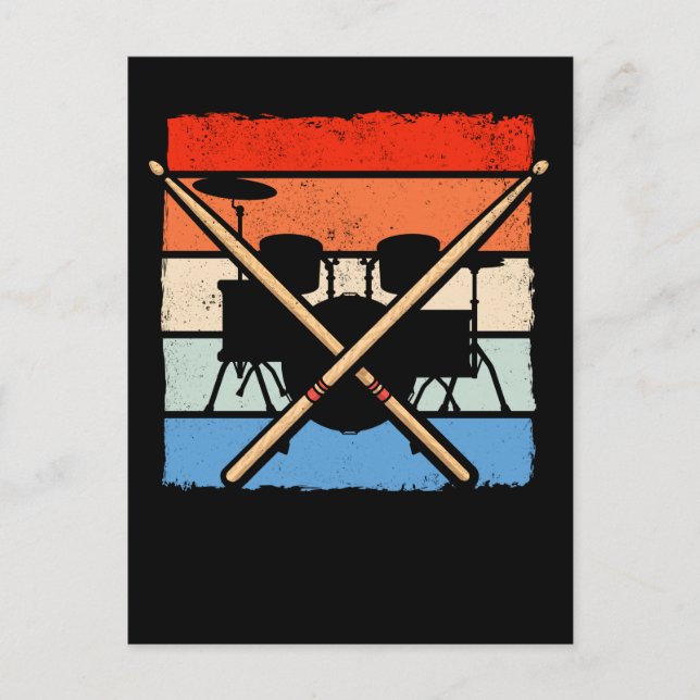 Drummer Retro Drum Sticks Music Lover Postkarte (Vorderseite)