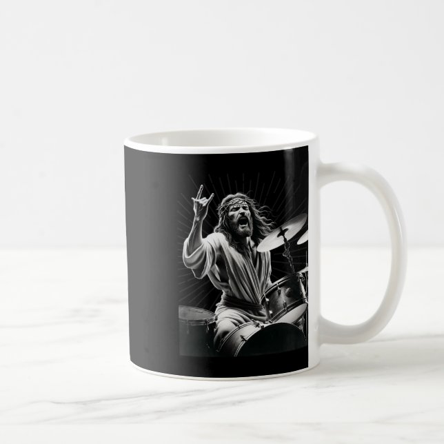 Drummer Rock Jesus Drumming Kaffeetasse (Rechts)