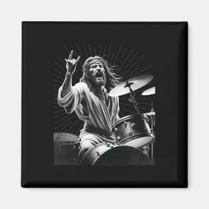 Drummer Rock Jesus Drumming Magnet