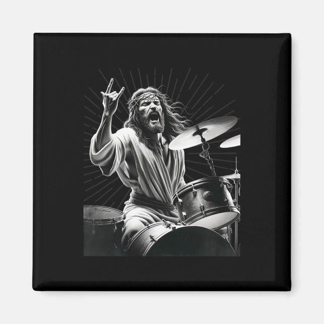 Drummer Rock Jesus Drumming Magnet (Vorne)