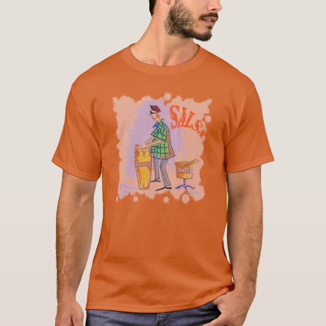Drummer Salsa hommes orange T-shirt (Devant)