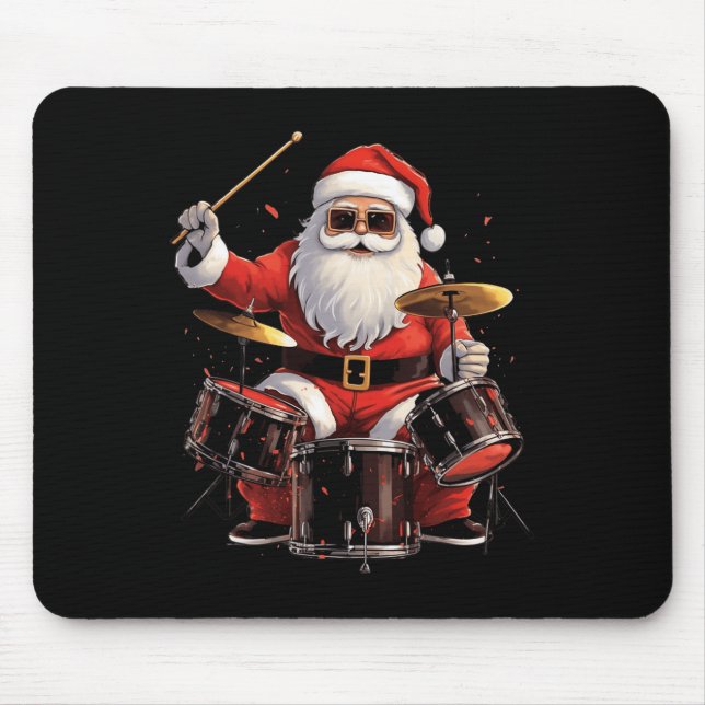 Drummer Santa Playing Drums Funny Christmas Drumme Mousepad (Vorne)