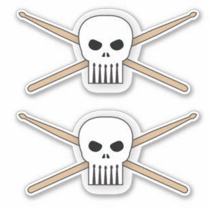 Drummer Schädel und Crossed Drum Sticks Musiker Aufkleber