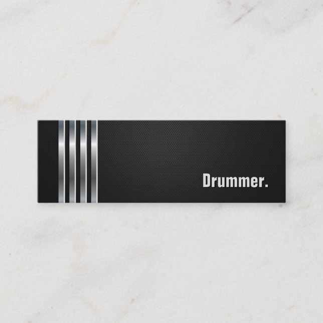 Drummer - Schwarze Silberstreifen Mini Visitenkarte (Vorderseite)