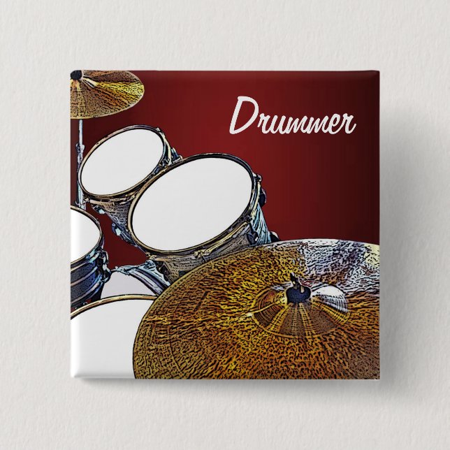 DRUMMER Snare Drum Kit Schlagzeug Rocker Button (Vorderseite)