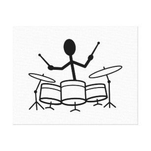 Drummer-Strichmännchen Leinwanddruck