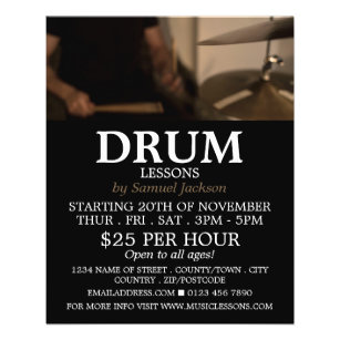 Drummer, Trommelunterricht Werbung Flyer