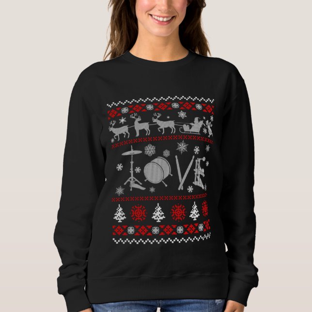 Drummer Ugly Christmas Sweater Sweatshirt (Vorderseite)