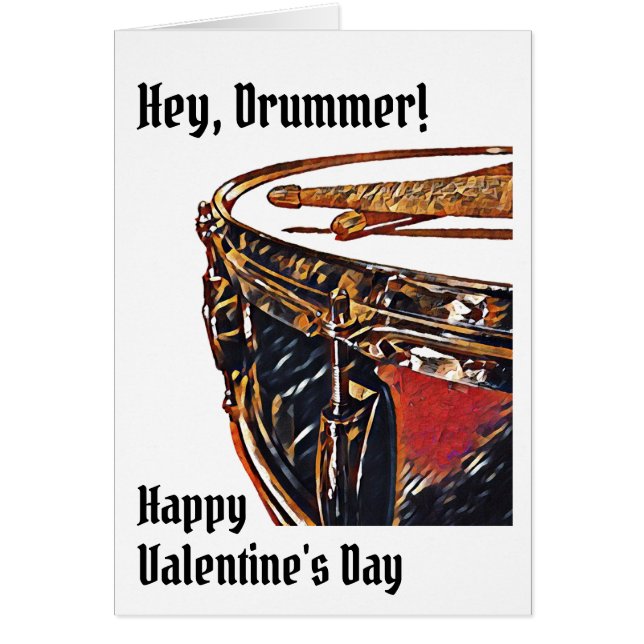 Drummer Valentine Card Musiker Snare Drum Card (Vorne)