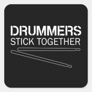 Drummer zusammenhalten quadratischer aufkleber