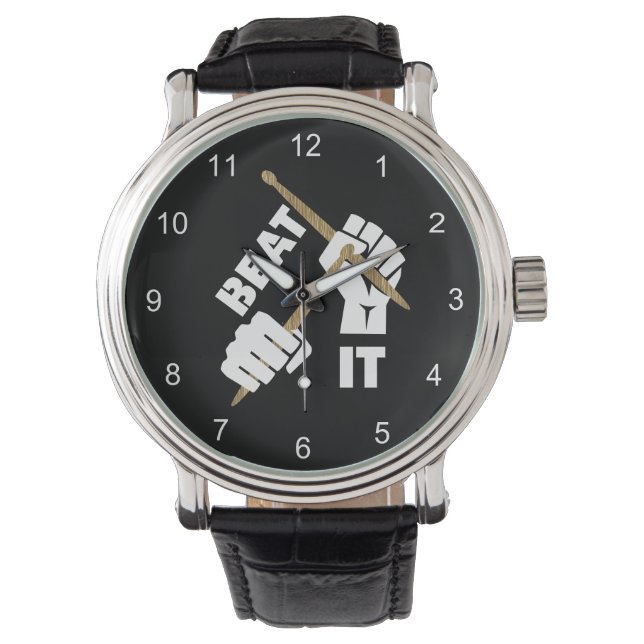 Drummers Funny Beat It Music Graphic Armbanduhr (Vorderseite)