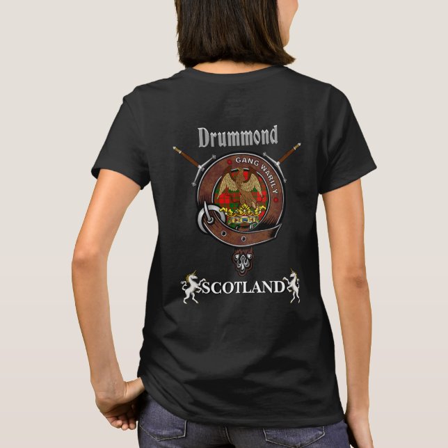 Drummond Clan Abzeichen mit Schwertern T-Shirt (Rückseite)