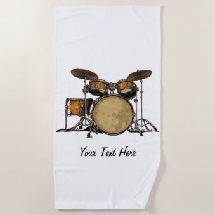 Drums Drummer Schwarz-weiß Custom Drummer's Music Strandtuch