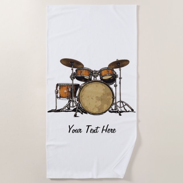 Drums Drummer Schwarz-weiß Custom Drummer's Music Strandtuch (Vorderseite)