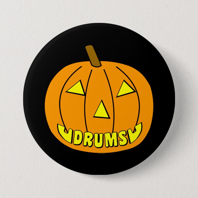 Drums Halloween Pumpkin Button (Vorderseite)
