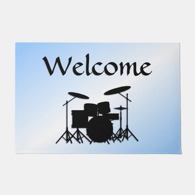 Drums Music Design Blau Fußmatte (Vorderseite)
