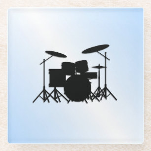 Drums Music Design Blau Glasuntersetzer