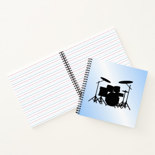 Drums Music Design Blau Notizbuch (Innenseite)
