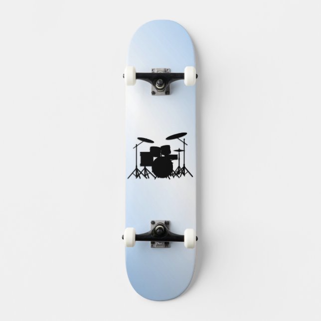 Drums Music Design Blau Skateboard (Vorderseite)