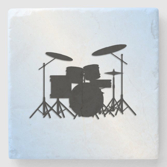 Drums Music Design Blau Steinuntersetzer (Vorderseite)