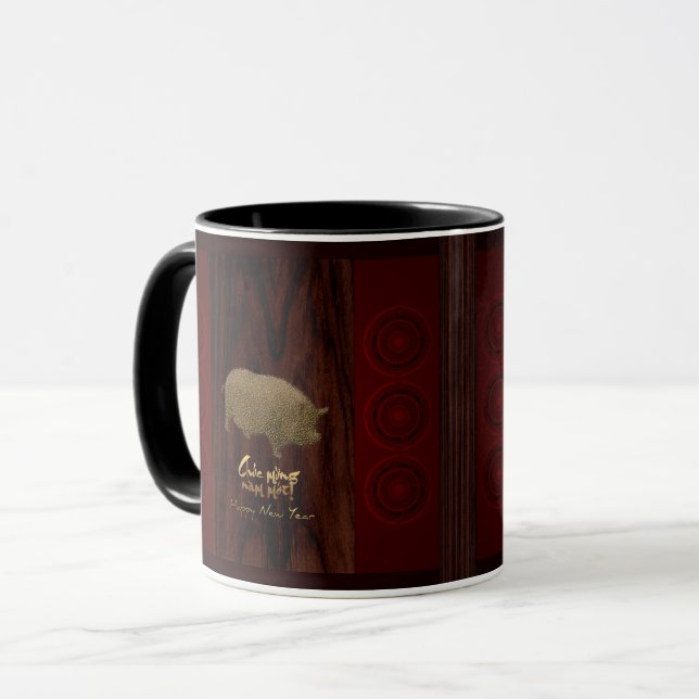 Drums Pig Year Vietnamese Begrüßung Tasse (Vorderseite Links)