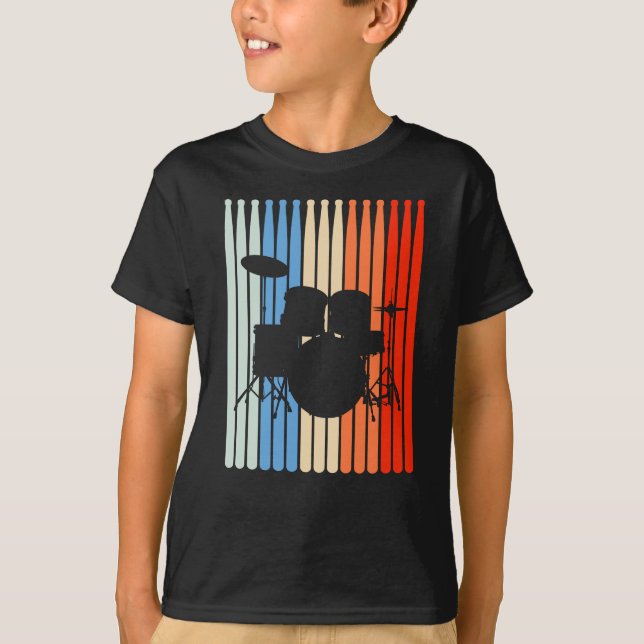 Drums Retro Drumset Drumsticks T-Shirt (Vorderseite)