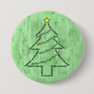 Drums Text Christmas Tree Button