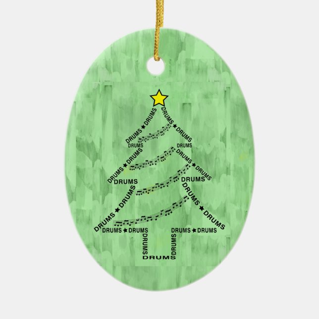 Drums Text Christmas Tree Keramik Ornament (Vorne)