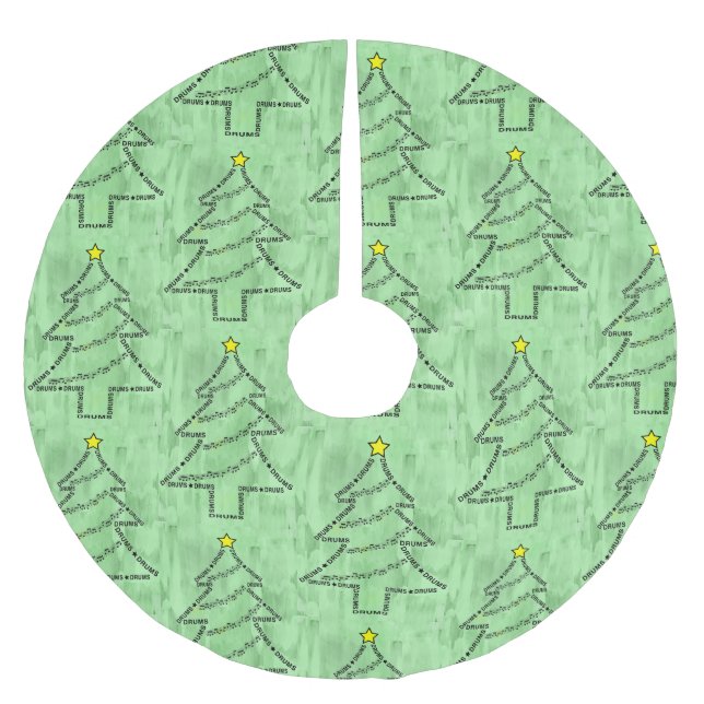 Drums Text Christmas Tree Polyester Weihnachtsbaumdecke (Vorderseite)