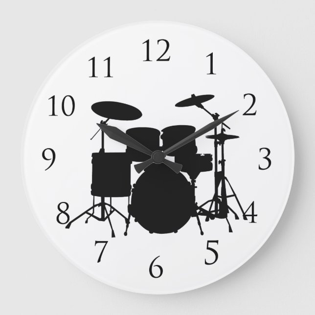 Drums Wall Clock Große Wanduhr (Vorderseite)